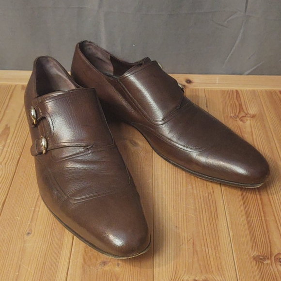 Gucci Brown Leather Double Monk Strap Brown 11.5 D - Picture 1 of 8